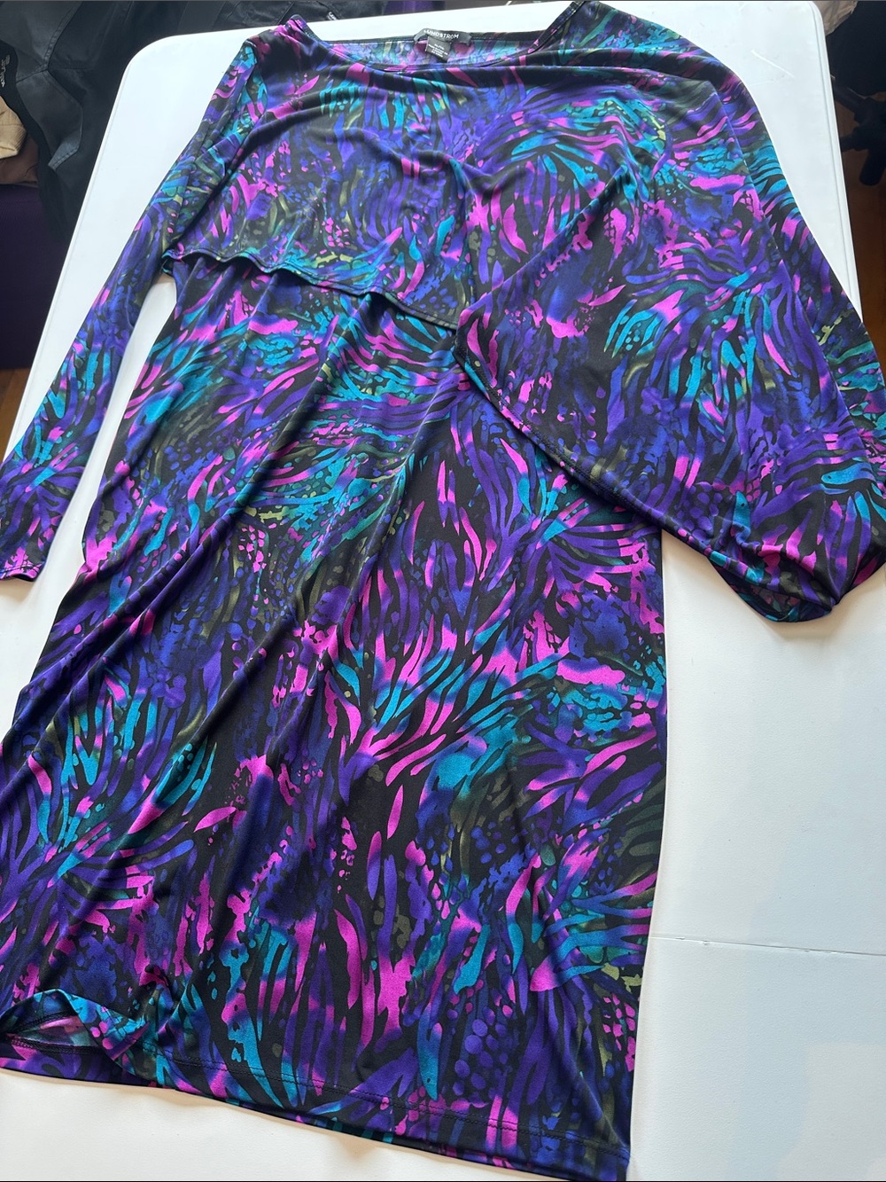 Women's Multicolor Floral Print Dress - Purple/Teal